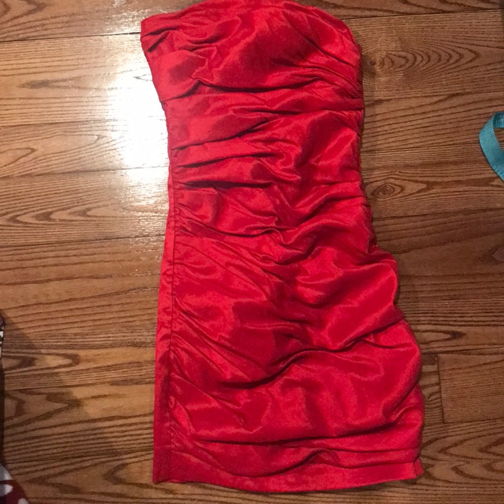 Red Mini dress side ruching